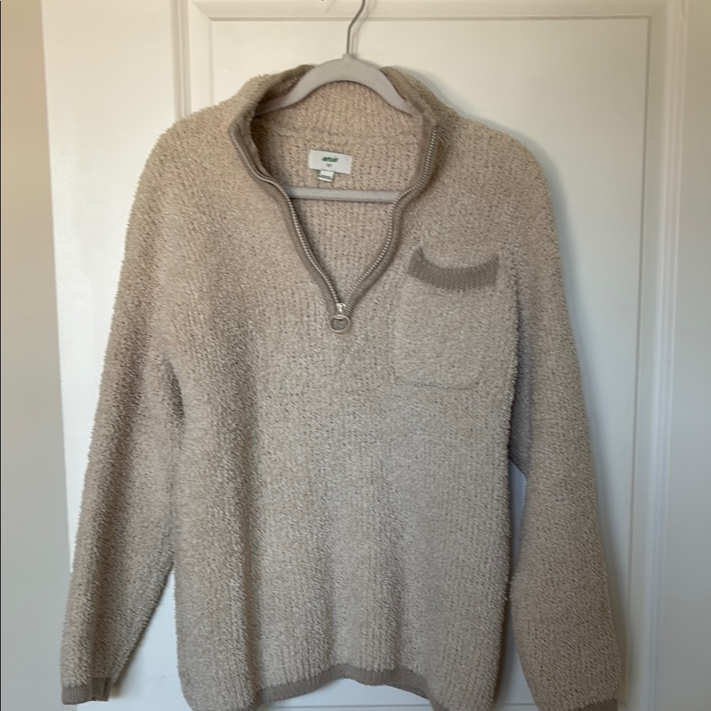 Cozy Beige Quarter-Zip Sweater